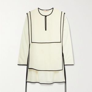TORY BURCH Ivory/Black Contrast Flap Tunic 2/4